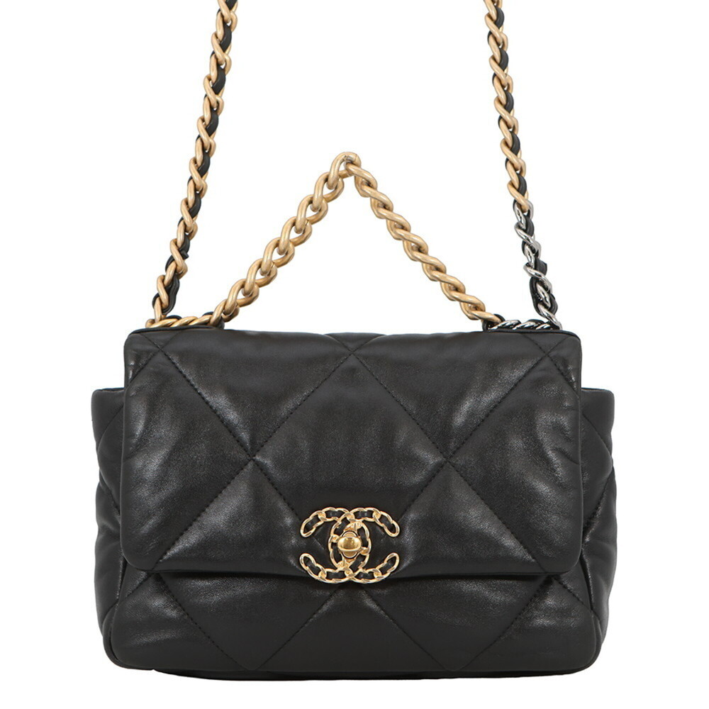 Chanel Chain Shoulder Bag CHANEL19 Coco Mark Shiny Lambskin AS1160 CHANEL Bla...